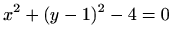 $\displaystyle %
x^2+(y-1)^2-4=0
$