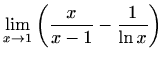 $\displaystyle \lim_{x\to 1} \bigg(\frac{x}{x-1}-\frac{1}{\ln x}\bigg)$