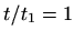 $ t/t_1=1$