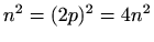 $ n^2=(2p)^2=4n^2$