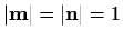 $ \vert\mathbf{m}\vert=\vert\mathbf{n}\vert=1$