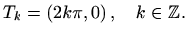 $\displaystyle T_k=\left(2k\pi,0\right), \quad k\in \mathbb{Z}.$