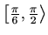 $ \left[\frac{\pi}{6},\frac{\pi}{2}\right\rangle$