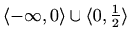 $ \langle-\infty,0\rangle\cup\langle0,\frac{1}{2}\rangle$