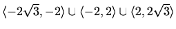 $ \langle
-2\sqrt{3},-2\rangle\cup\langle -2,2\rangle\cup\langle
2,2\sqrt{3}\rangle$