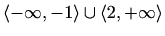 $ \langle-\infty,-1\rangle\cup\langle
2,+\infty\rangle$