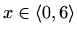 $ x\in\langle0,6\rangle$