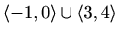 $ \langle -1,0\rangle\cup\langle3,4\rangle$