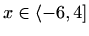 $ x\in \langle-6,4]$