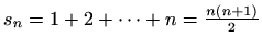 $ s_n=1+2+
\cdots +n=\frac{n(n+1)}{2}$