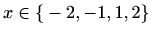 $ x\in \mathbb{\{}-2,-1,1,2\mathbb{\}}$