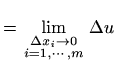 $\displaystyle =\lim_ {{\scriptstyle\Delta x_i\to 0 \atop \scriptstyle i=1,\cdots,m}}\Delta u$