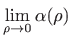 $\displaystyle \lim_{\rho\to 0}\alpha(\rho)$