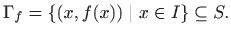 $\displaystyle \Gamma_f =\{ (x,f(x))\mid x\in I\}\subseteq S.
$