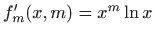 $ f'_m(x,m)=x^m\ln x$