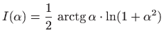 $ I(\alpha)=\displaystyle \frac{1}{2} 
\mathop{\mathrm{arctg}}\nolimits \alpha \cdot \ln (1+\alpha^2)$