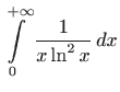 $\displaystyle \int\limits _0^{+\infty}\frac{1}{x\ln^2 x}  dx$