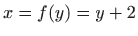 $ x=f(y)=y+2$