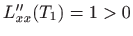 $ L''_{xx}(T_1)=1>0$