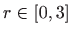 $ r\in \left[ 0,3\right] $