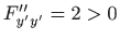 $ F''_{y'y'}=2>0$