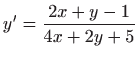 $ \displaystyle y^{\prime }=\frac{2x+y-1}{4x+2y+5}$