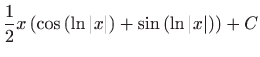 $ \displaystyle\frac{1}{2}x\left( \cos \left( \ln \left\vert
x\right\vert \right) +\sin \left( \ln \left\vert x\right\vert \right)
\right) +C$