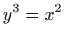 $ \displaystyle
y^{3}=x^{2}$