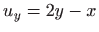 $ u_y=2y-x$